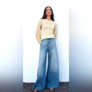 ~sold~Zara Wide Leg Light Wash Jeans, Sz 6